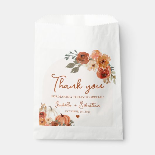 Waterverf Boho Herfst Pompoen bruiloft Dank u Bedankzakje (Voorkant)