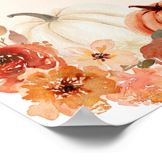 Waterverf Boho Herfst Pompoen bruiloft welkom teke Poster (Hoek)
