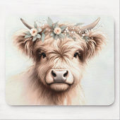 Waterverf Boho Highland Koe Muismat (Voorkant)