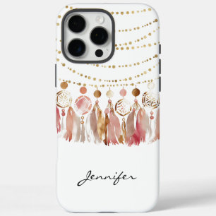 Waterverf Boho Hippie Feather Tribal iPhone 16 Pro Max Hoesje