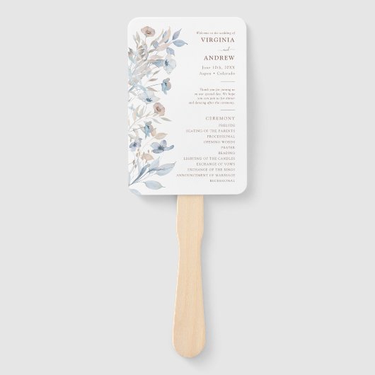 Waterverf Boho huwelijksprogramma Handwaaier (Voorkant)