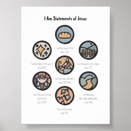 Waterverf boho ik ben uitspraak van Jezus poster (Voorkant)