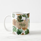 Waterverf Boho Indoor House Planten Monogram Naam Koffiemok (Links)
