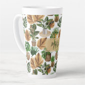 Waterverf Boho Indoor House Planten Monogram Naam Latte Mok (Linkerhoek)