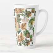 Waterverf Boho Indoor House Planten Monogram Naam Latte Mok (Rechts)