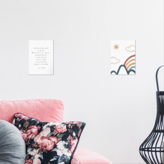waterverf boho John 3:16 bergen poster Muurkunst Sets (Woonkamer)
