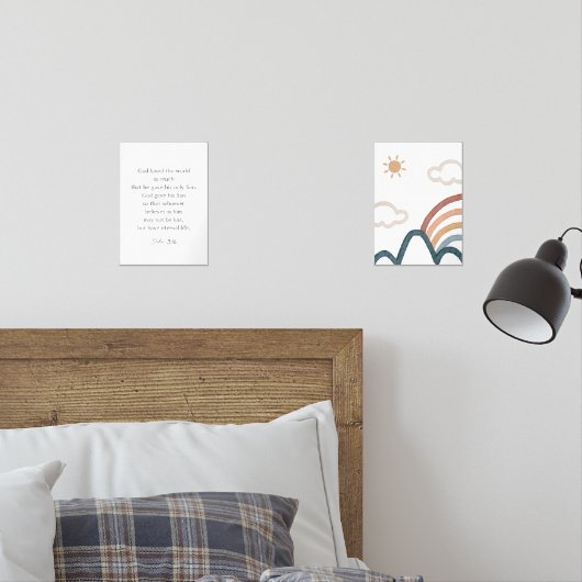 waterverf boho John 3:16 bergen poster Muurkunst Sets (Slaapkamer)