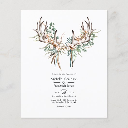 Waterverf Boho Katoen en Eucalyptus Boho Bruiloft Flyer (Voorkant)