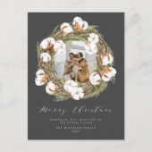 Waterverf Boho kerst katoenen krans één foto Feestdagenkaart (Voorkant)