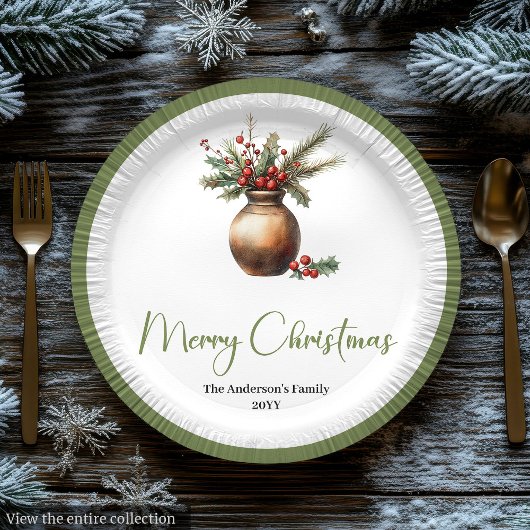 Waterverf Boho Kerstboeket op Neutrale Bord