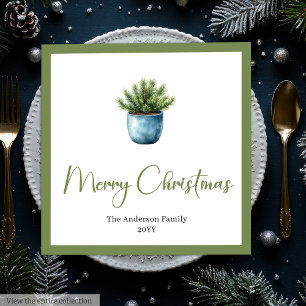 Waterverf Boho Kerstboom in Rustieke Stijl Servet