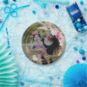 Waterverf boho krans, gepersonaliseerde foto papieren bordje (Feest)