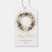 Waterverf Boho Krans Kerst Cadeaulabel (Voorkant)