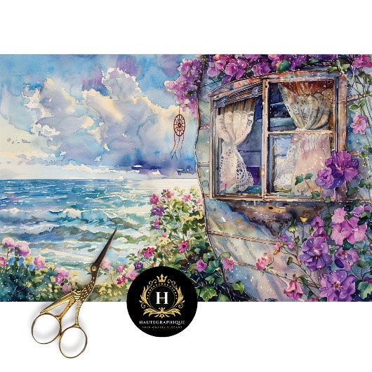 Waterverf Boho Kust Karavaan Decoupage Tissuepapier