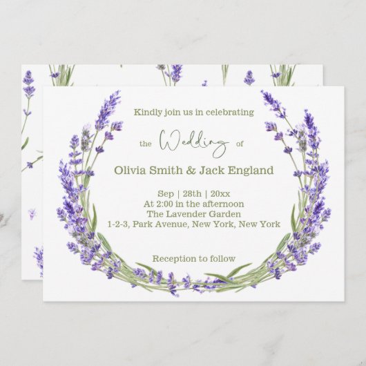 Waterverf Boho Lavendel Bruiloft Kaart (Voorkant / Achterkant)