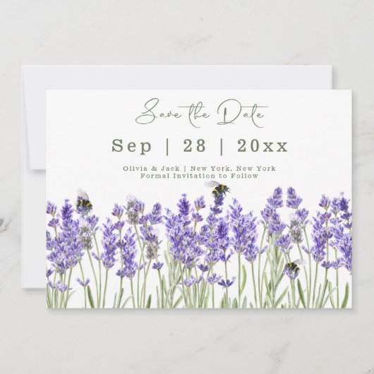 Waterverf Boho Lavendel Save The Date Kaart (Voorkant)