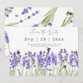 Waterverf Boho Lavendel Save The Date Kaart (Voorkant / Achterkant)