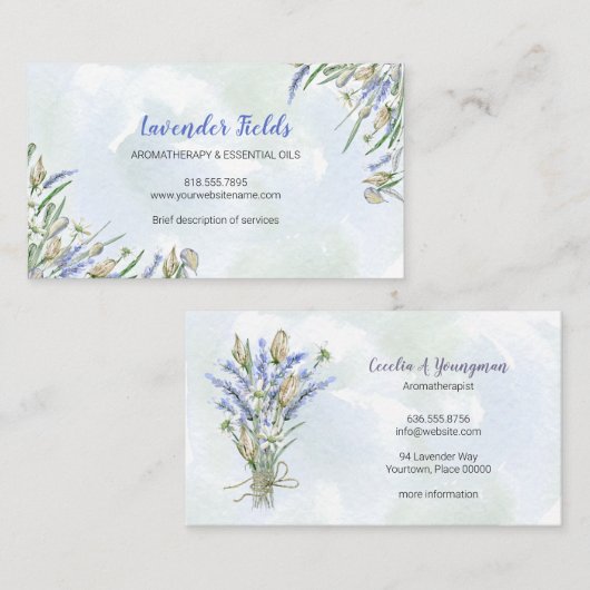 Waterverf Boho Lavender Visitekaartje (Voorkant / Achterkant)