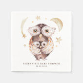 Waterverf Boho mama en Baby uil Baby shower Servet (Voorkant)