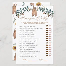 Waterverf Boho mama of papa Baby shower Game