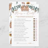 Waterverf Boho mama of papa Baby shower Game (Voorkant / Achterkant)