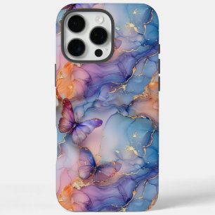 Waterverf Boho Marble Butterfly iPhone 16 Pro Max Hoesje