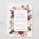 Waterverf Boho Marsala Rode Bourgogne Rozen Lijst  Kaart (Voorkant)