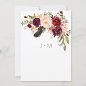 Waterverf Boho Marsala Rode Bourgogne Rozen Lijst  Kaart (Achterkant)