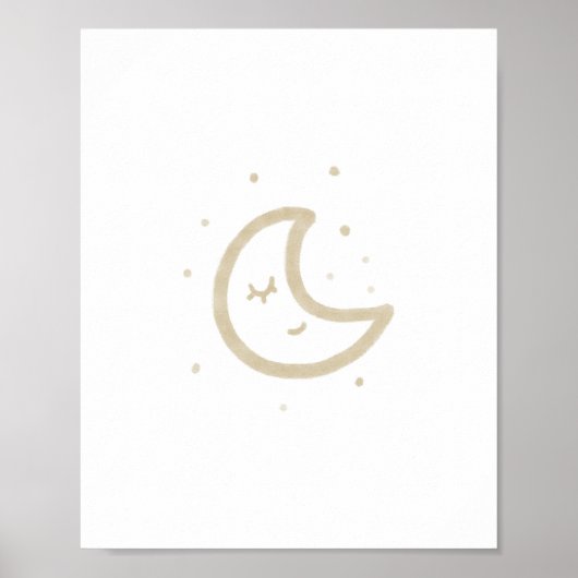 Waterverf Boho minimalistische maan poster (Voorkant)