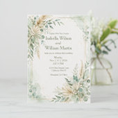 Waterverf Boho Mintgroene Trouwdag Kaart (Staand voorkant)