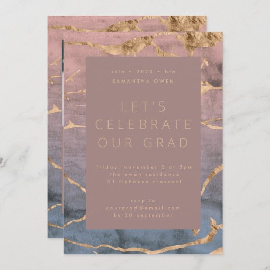 Waterverf Boho Modern Afstuderen Foto Party Kaart (Voorkant / Achterkant)