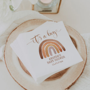 Waterverf Boho Modern Rainbow Het is een jongen Servet