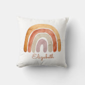 Waterverf Boho Modern Rainbow Name Sierkussen (Voorkant)