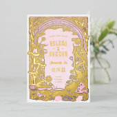 Waterverf Boho Mushrooms Paarse Save the Date Folie Uitnodiging (Staand Voorkant)