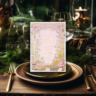 Waterverf Boho Mushrooms Paarse Save the Date Folie Uitnodiging