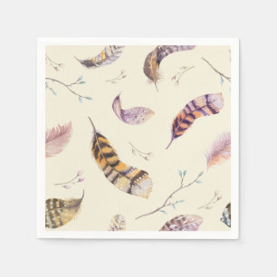 Waterverf Boho Natuur rustieke veren Servetten