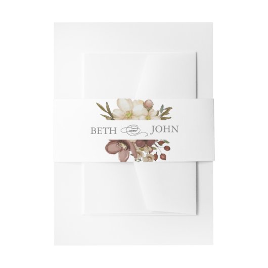 Waterverf Boho Neutraal & Roze Bruiloft  Uitnodigingen Wikkel (Voorkant Voorbeeld)