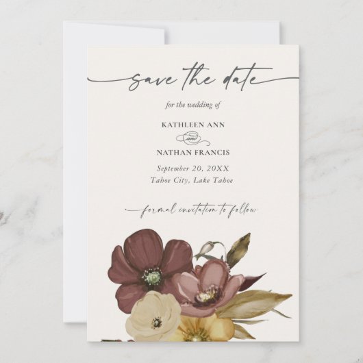 Waterverf Boho Neutraal Trouwen Save the Date Kaart (Voorkant)