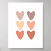 Waterverf Boho Neutral Hearts Print (Voorkant)