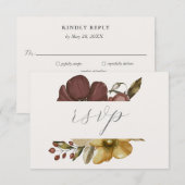 Waterverf Boho Neutrale Trouw-RSVP Kaart (Voorkant / Achterkant)