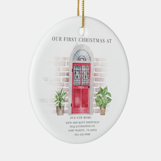 Waterverf Boho ons nieuwe thuiskerstfeest Keramisch Ornament (Rechts)