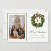 Waterverf Boho OrangeSlice krans Kerstfoto Feestdagenkaart (Voorkant)