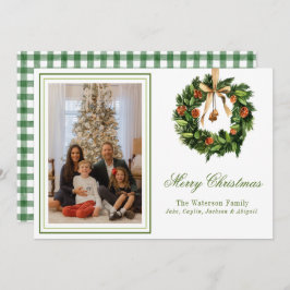 Waterverf Boho OrangeSlice krans Kerstfoto Feestdagenkaart