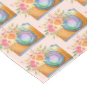 Waterverf Boho Oranje Camera & Flowers Patroon Tafelkleed (Gekanteld)