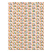 Waterverf Boho Oranje Camera & Flowers Patroon Tafelkleed (Voorkant)