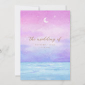Waterverf Boho Paarse Pink Sky Weddenschap Save The Date (Achterkant)