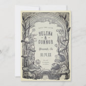 Waterverf Boho Paddenstoelen Sepia Retro Save The Date (Voorkant)