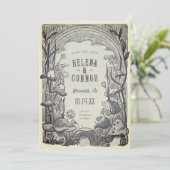 Waterverf Boho Paddenstoelen Sepia Retro Save The Date (Staand voorkant)
