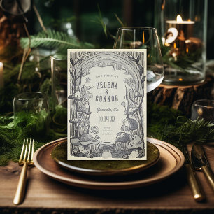 Waterverf Boho Paddenstoelen Sepia Retro Save The Date