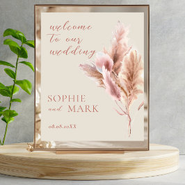 Waterverf Boho Pampas Gras Welkom Bruiloft Poster